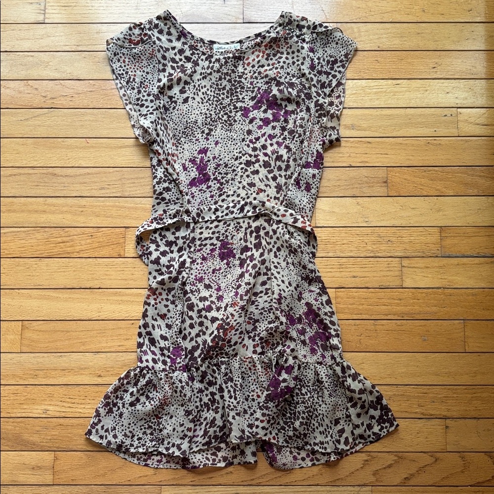 Belle du Jour Sheer Sexy Vintage Y2K Cheetah Sash Dress Women’s Size M Medium